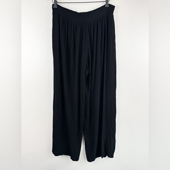 Kona Sol Cover Up Pants Womens Black Swim Wide Leg Front Tie Size L slits - Picture 3 of 5
